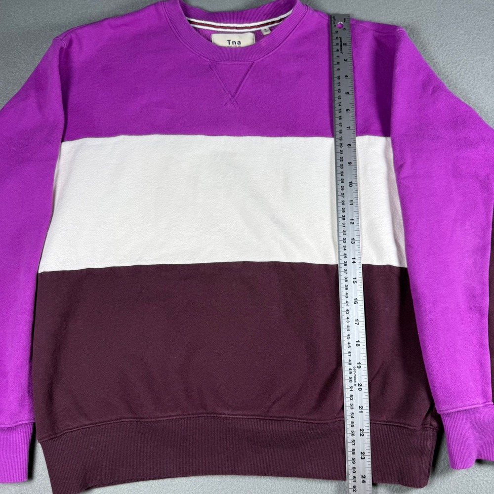 Tna Aritzia Colorblock Sweatshirt Size S Purple White Burgundy Crewneck Fleece - Picture 9 of 12